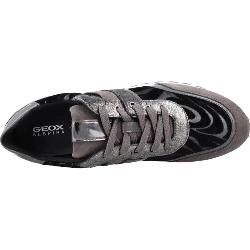 Geox Tabelya Sneakers Dark Grey, Black Velvet ,Suede Comfort Tennis Shoes 7 $170 - Picture 5 of 7